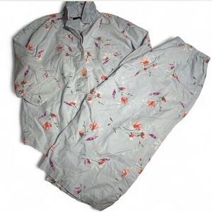 Ralph Lauren Black Label Blue and Orange Floral Pajama Set